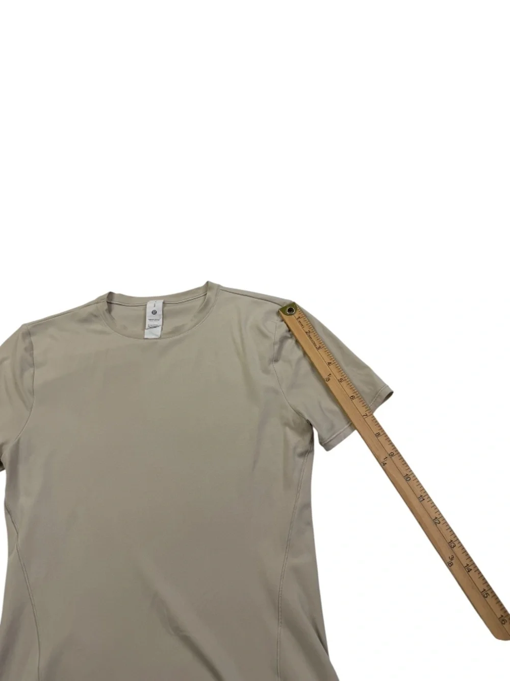 Lululemon Wundermost Nulu Hip Length Crewneck Shirt Sheer Oak Small